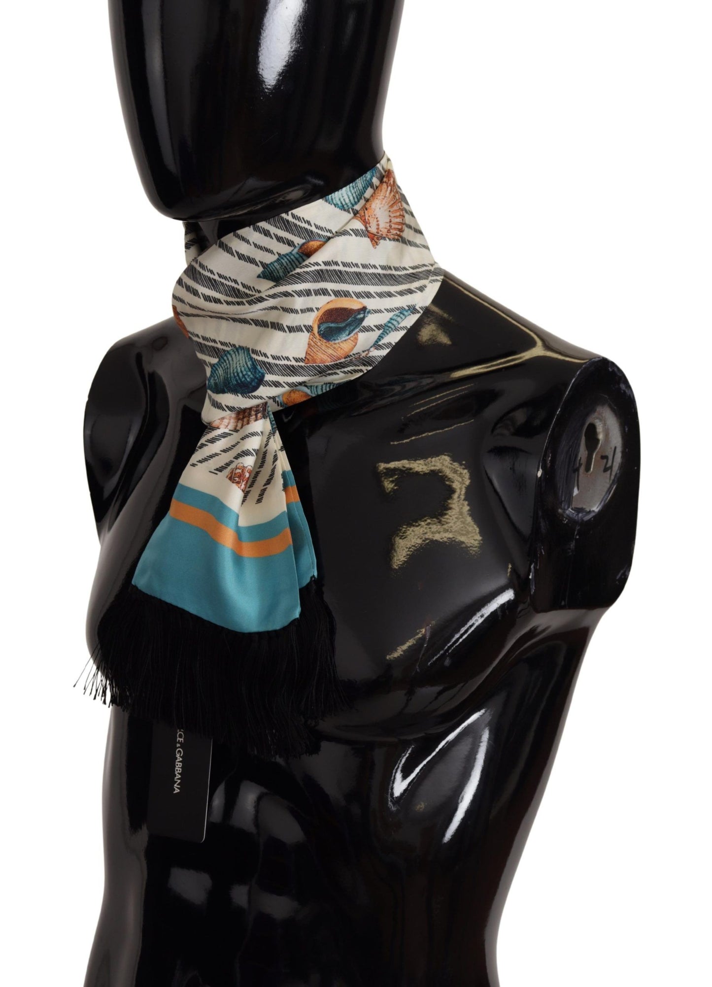 Dolce & Gabbana Multicolor Seashells DG Print Silk Shawl Fringe Scarf by Dolce & Gabbana