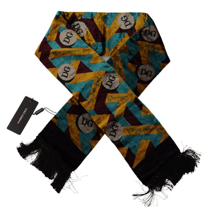 Dolce & Gabbana Multicolor DG Logo Print Shawl Wrap Fringe Scarf by Dolce & Gabbana