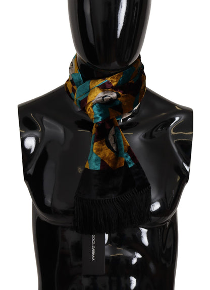 Dolce & Gabbana Multicolor DG Logo Print Shawl Wrap Fringe Scarf by Dolce & Gabbana