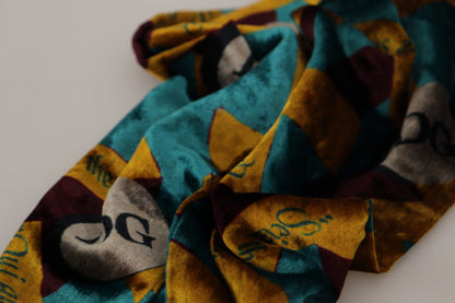 Dolce & Gabbana Multicolor DG Logo Print Shawl Wrap Fringe Scarf by Dolce & Gabbana