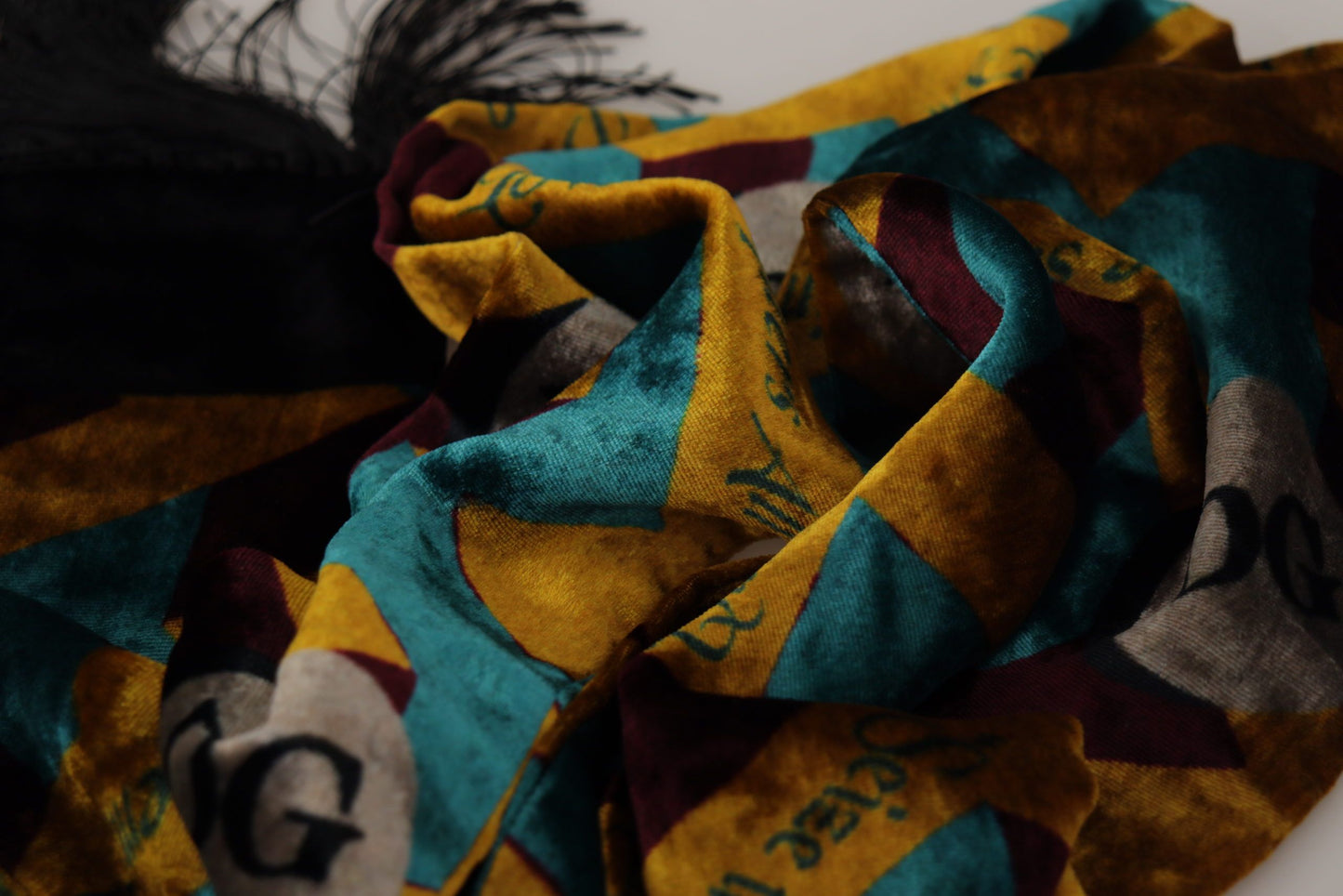 Dolce & Gabbana Multicolor DG Logo Print Shawl Wrap Fringe Scarf by Dolce & Gabbana