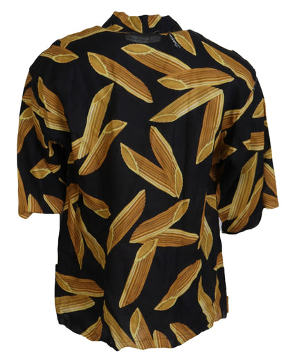 Dolce & Gabbana Black Casual Penne Rigate Linen Casual Shirt by Dolce & Gabbana