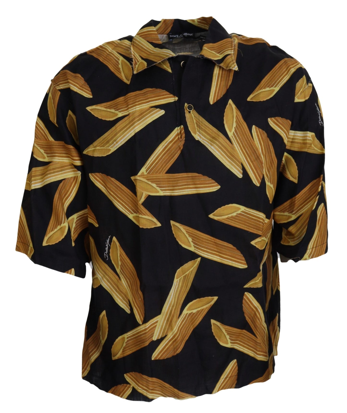 Dolce & Gabbana Black Casual Penne Rigate Linen Casual Shirt by Dolce & Gabbana