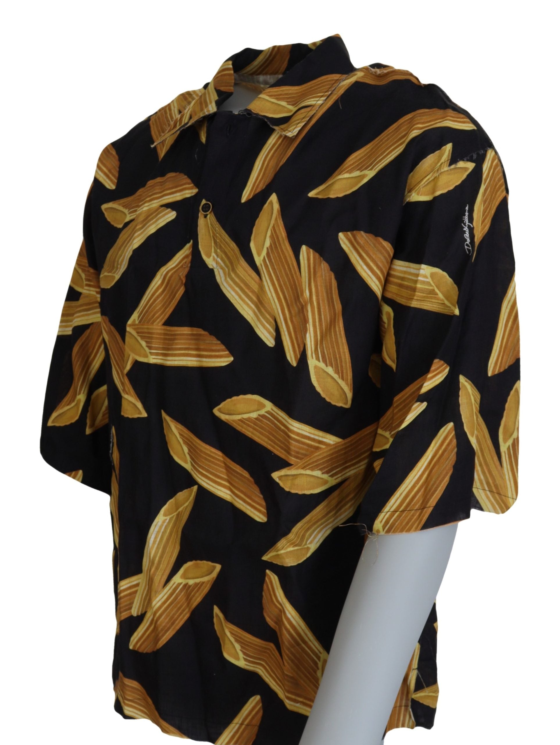 Dolce & Gabbana Black Casual Penne Rigate Linen Casual Shirt by Dolce & Gabbana