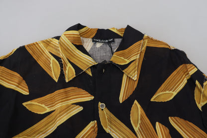 Dolce & Gabbana Black Casual Penne Rigate Linen Casual Shirt by Dolce & Gabbana