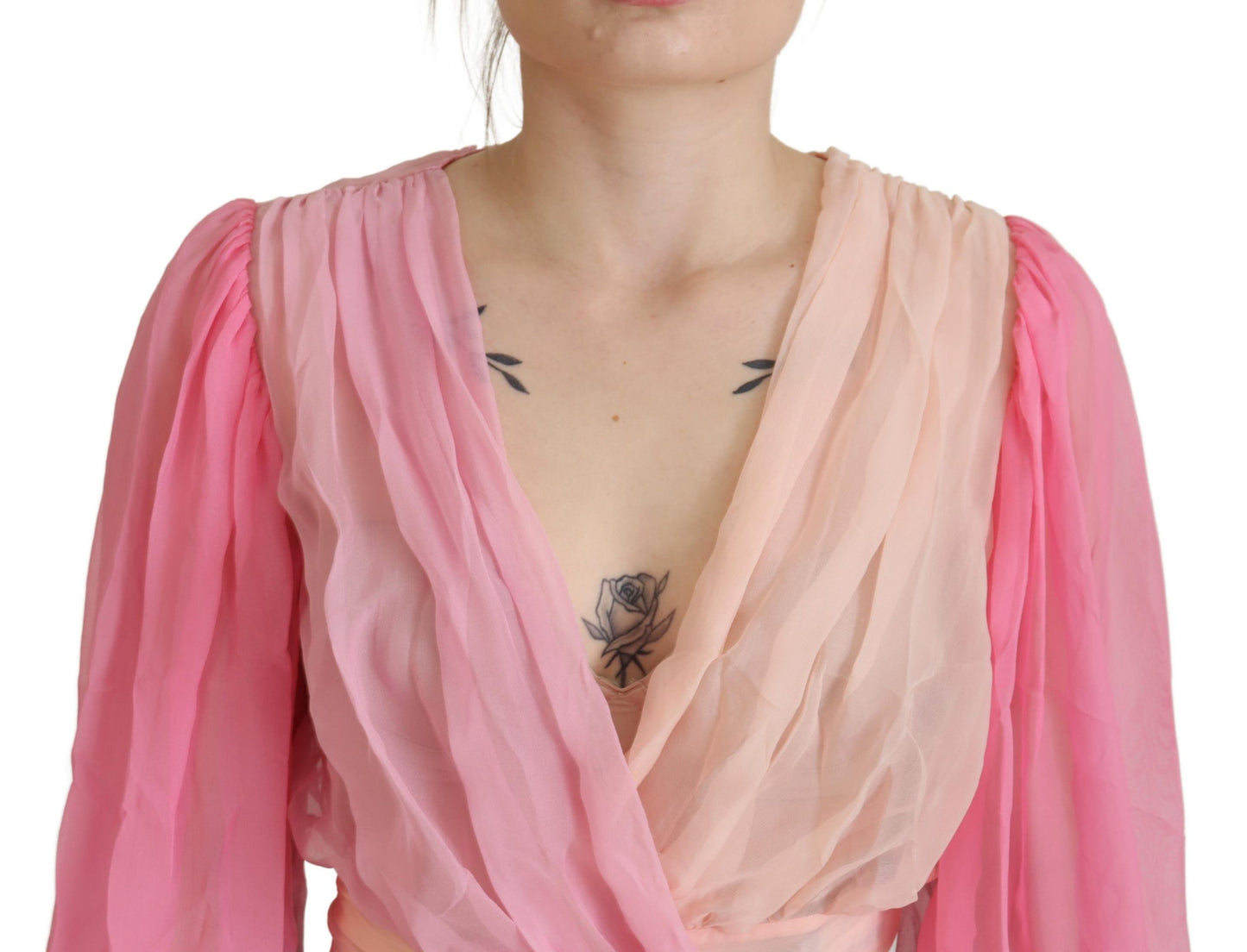 Chemisier cache-cœur en soie Dolce &amp; Gabbana à col en V, rose