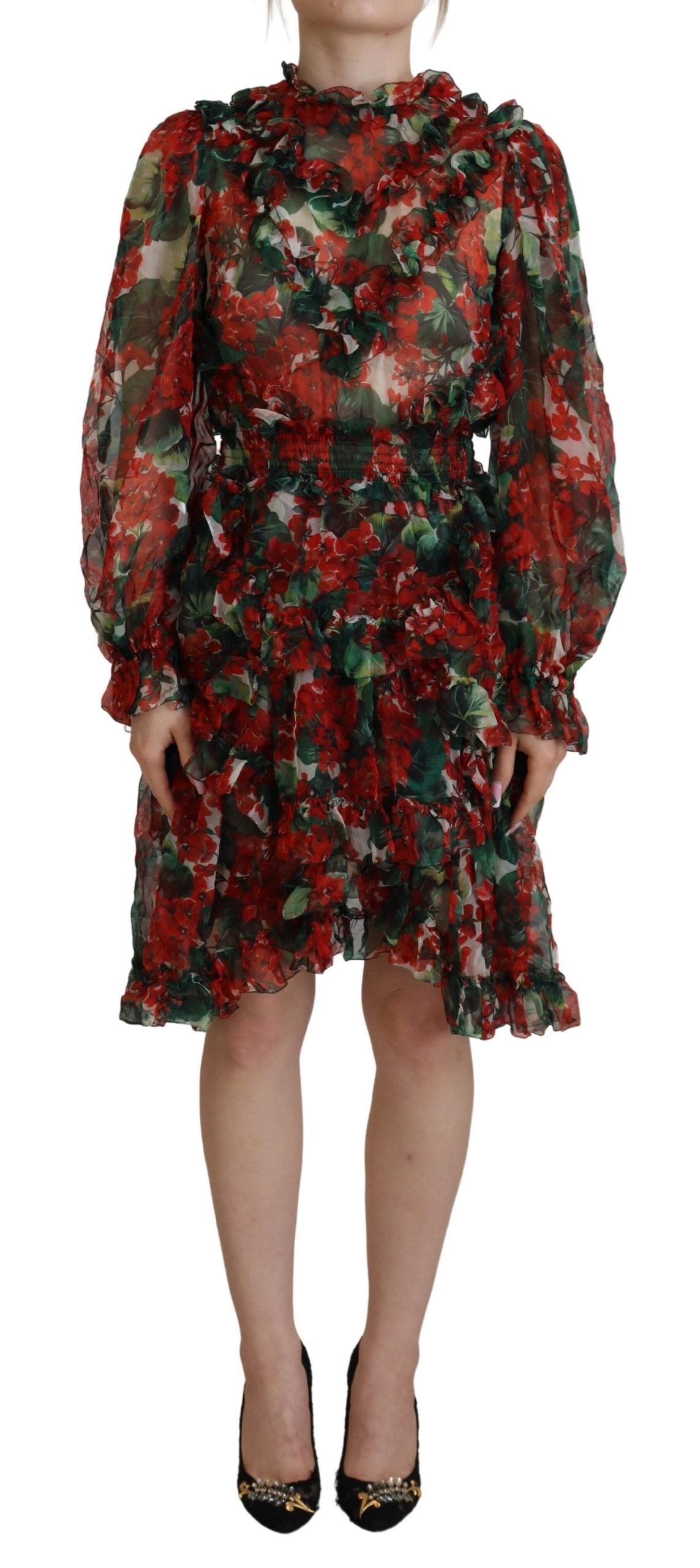 Dolce & Gabbana Multicolor Geranium A-line Knee Length Dress by Dolce & Gabbana