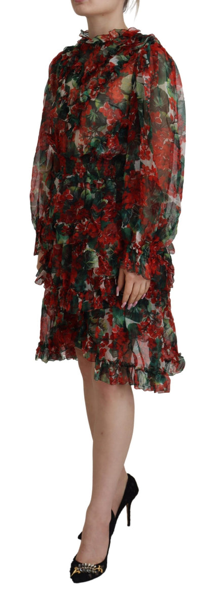 Dolce & Gabbana Multicolor Geranium A-line Knee Length Dress by Dolce & Gabbana