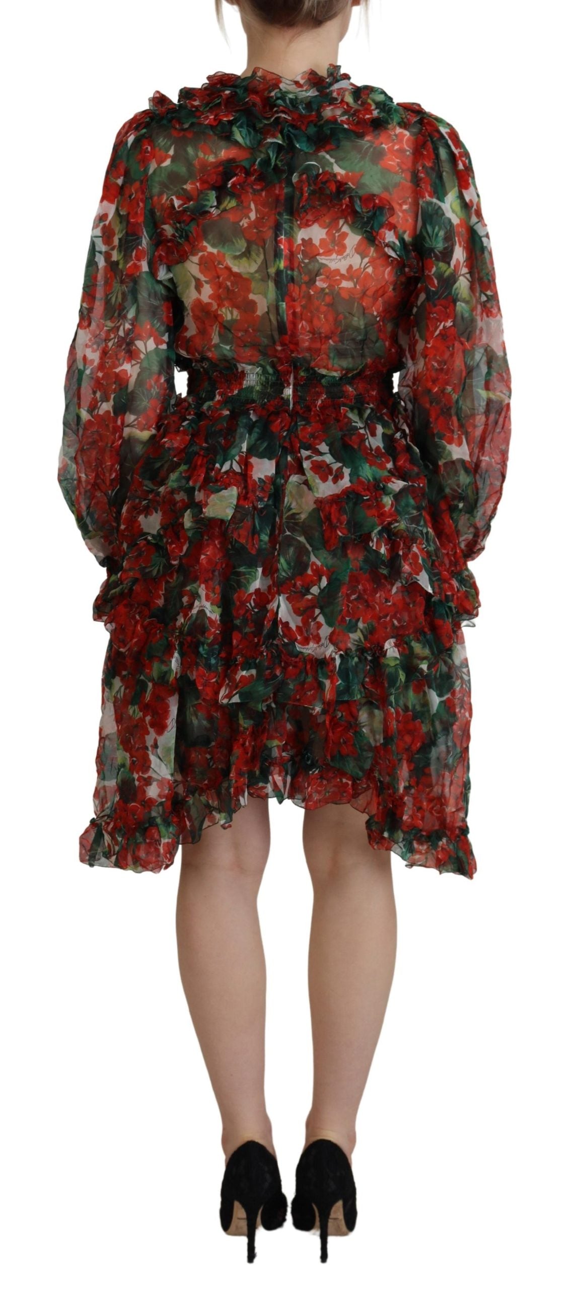 Dolce & Gabbana Multicolor Geranium A-line Knee Length Dress by Dolce & Gabbana