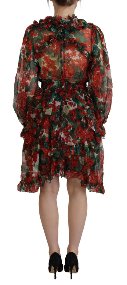 Dolce & Gabbana Multicolor Geranium A-line Knee Length Dress by Dolce & Gabbana