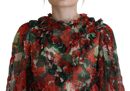 Dolce & Gabbana Multicolor Geranium A-line Knee Length Dress by Dolce & Gabbana
