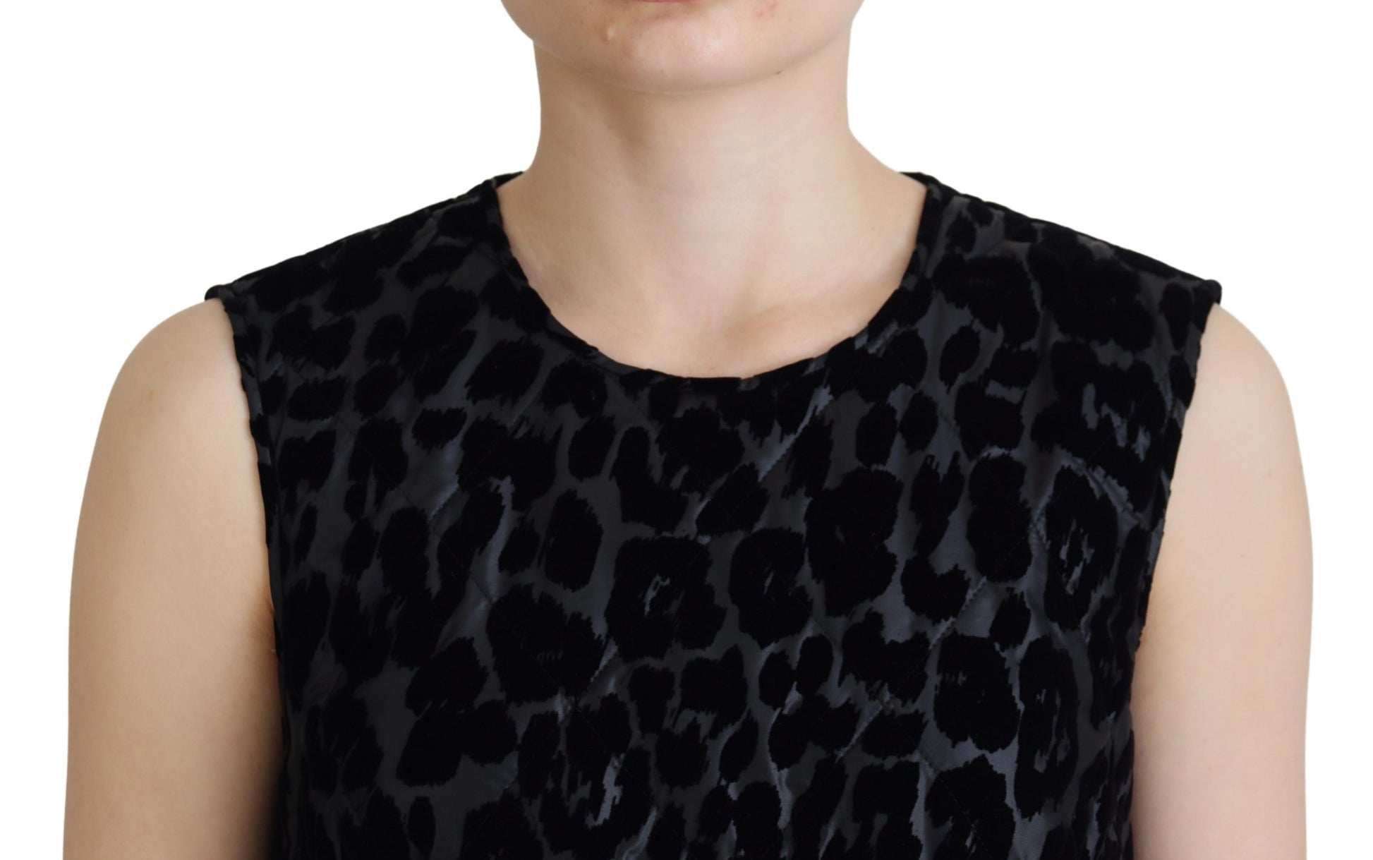 Dolce & Gabbana Black Leopard Shift Mini Polyester Dress by Dolce & Gabbana