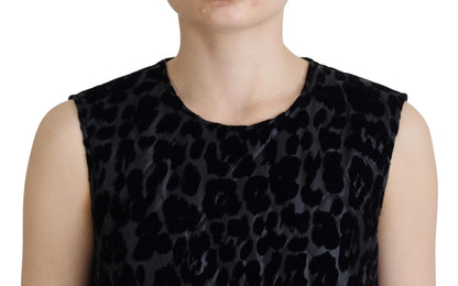 Dolce & Gabbana Black Leopard Shift Mini Polyester Dress by Dolce & Gabbana