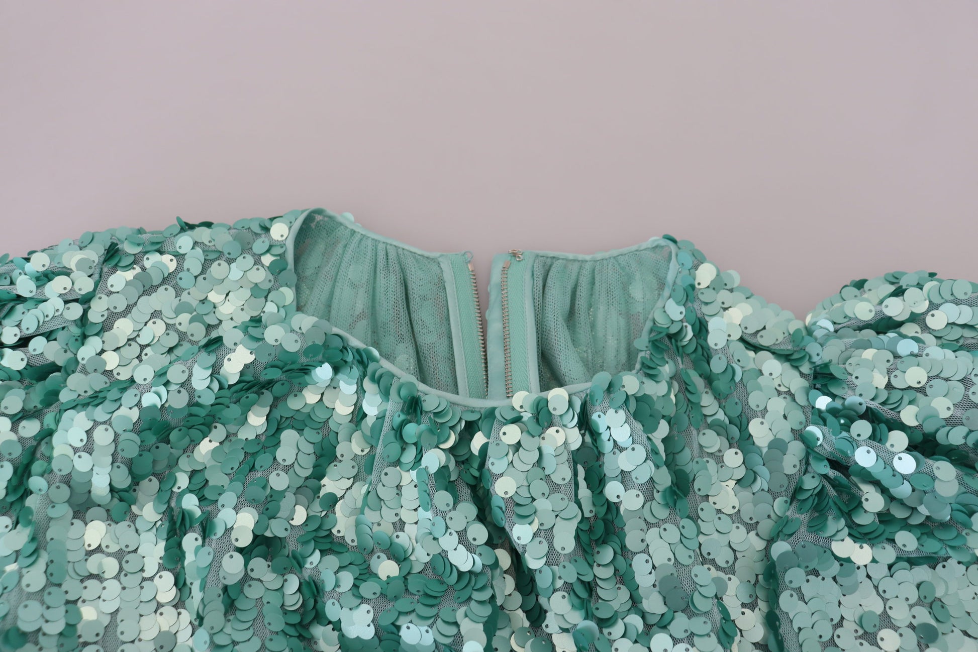 Dolce & Gabbana Blue Sequined Pleated Aline Midi Nylon Dress by Dolce & Gabbana