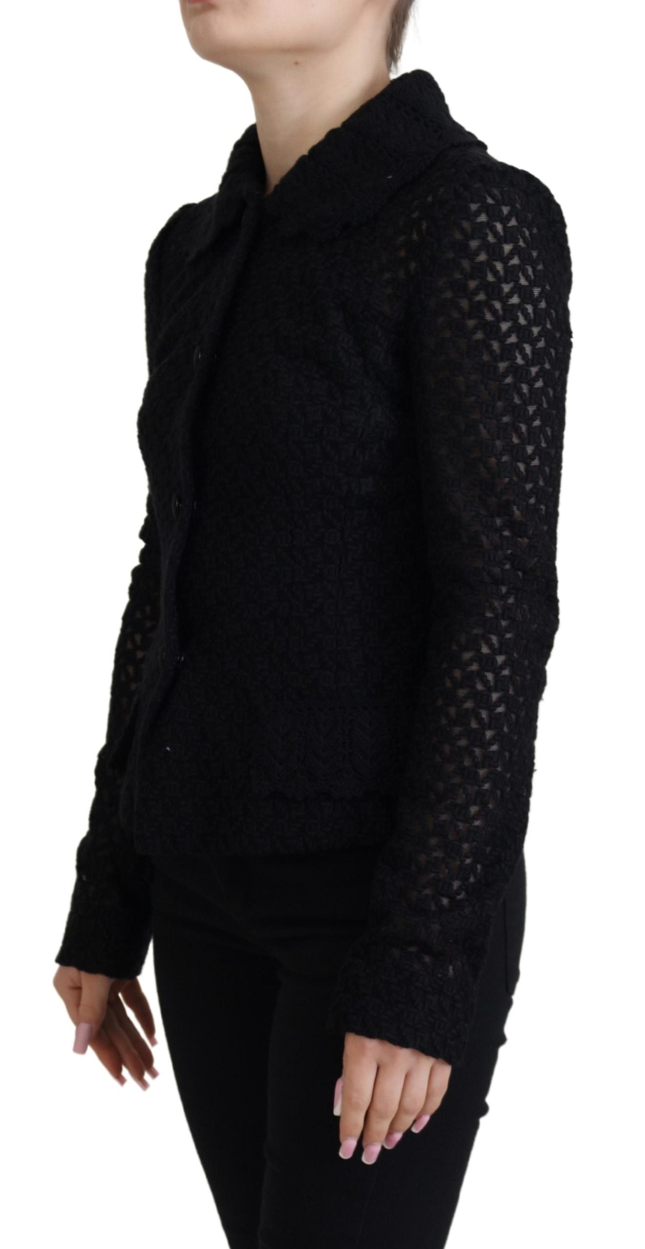 Dolce &amp; Gabbana Élégante veste boutonnée en laine mélangée noire