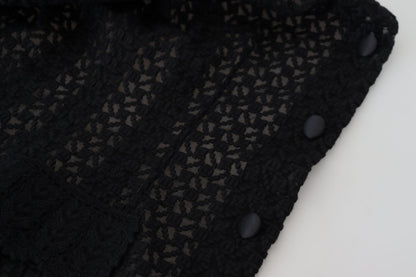 Dolce &amp; Gabbana Élégante veste boutonnée en laine mélangée noire