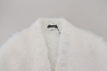 Dolce &amp; Gabbana Élégant cardigan blanc à manches longues