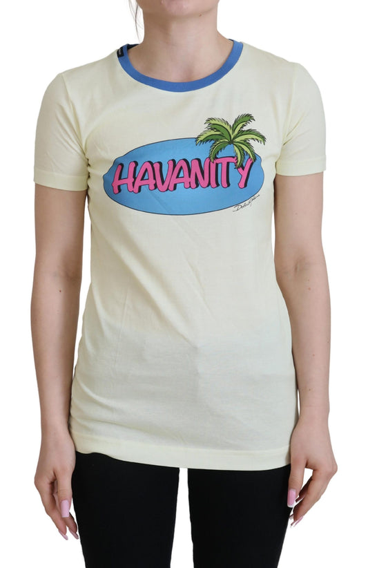 T-shirt Dolce &amp; Gabbana en coton jaune élégant avec imprimé chic