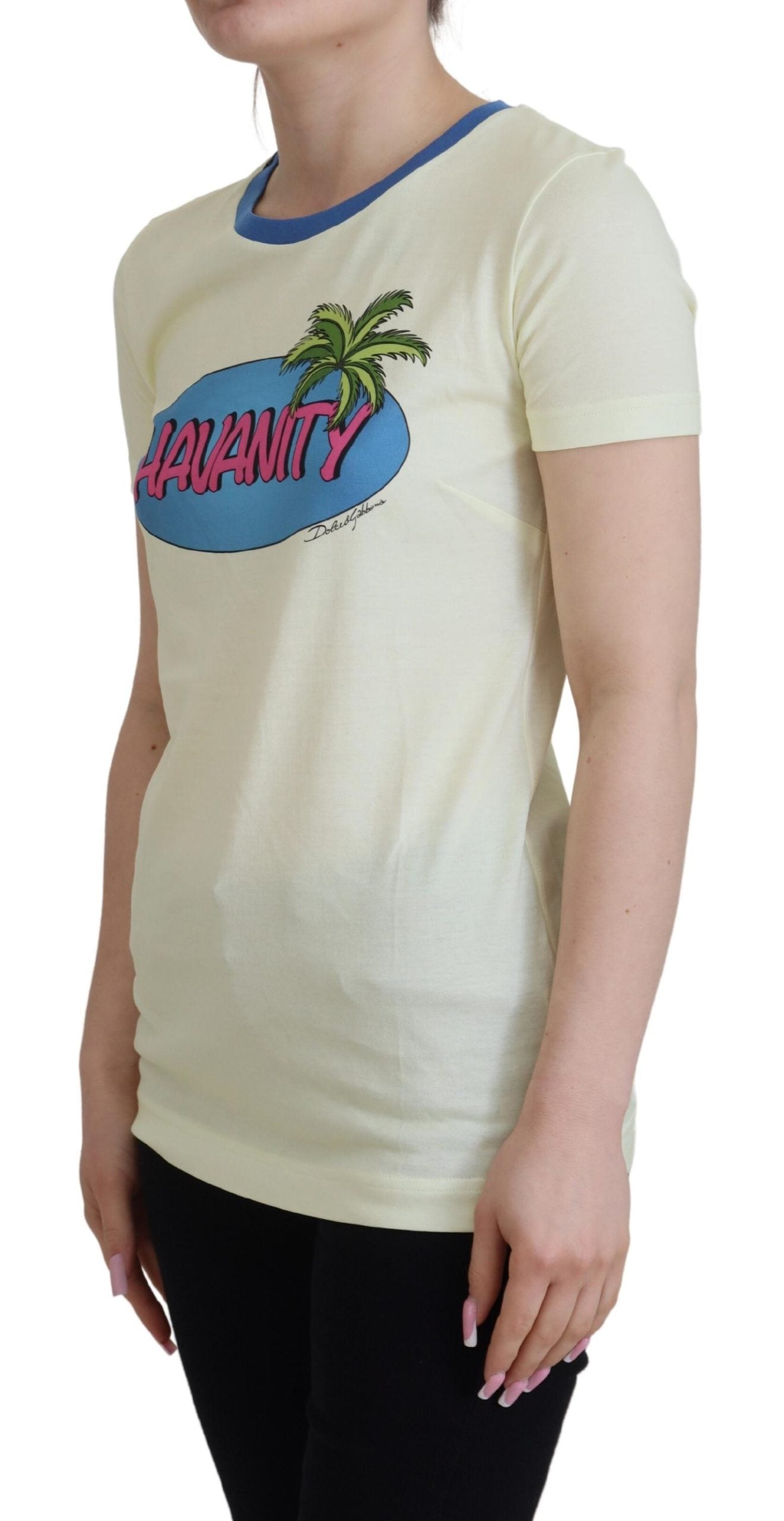 T-shirt Dolce &amp; Gabbana en coton jaune élégant avec imprimé chic