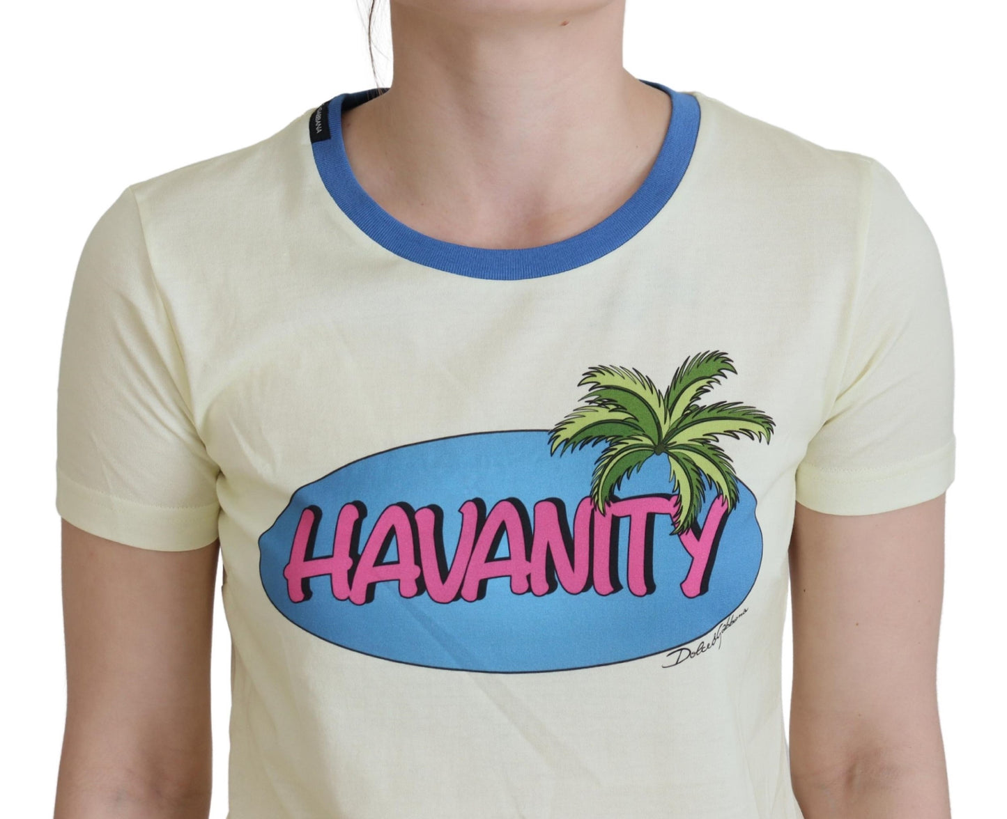 T-shirt Dolce &amp; Gabbana en coton jaune élégant avec imprimé chic