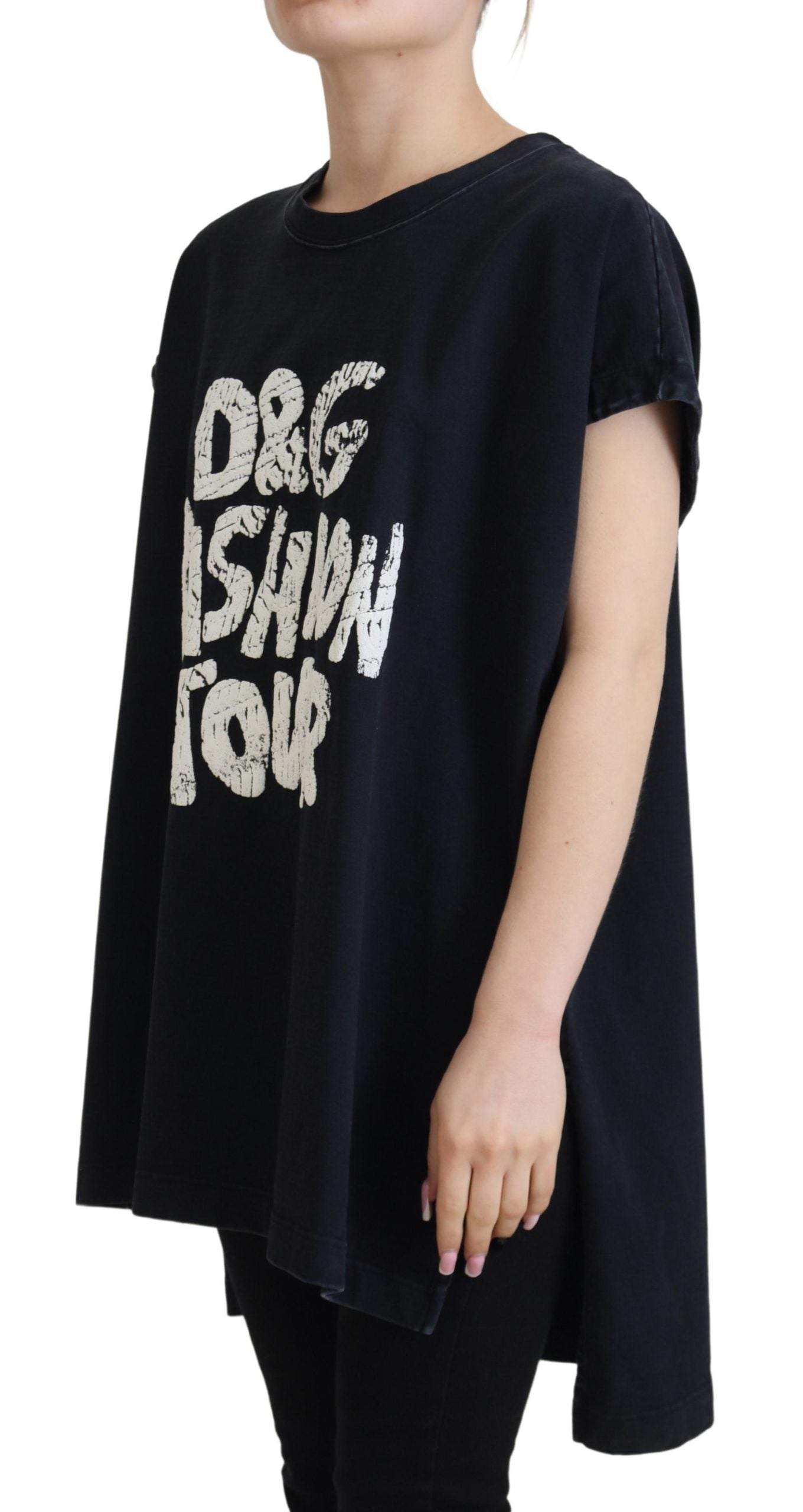 T-shirt élégant à col rond en coton Dolce &amp; Gabbana avec imprimé