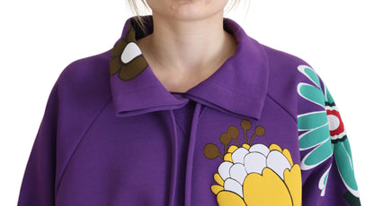Dolce & Gabbana Purple Floral Print Pullover Cotton Sweater by Dolce & Gabbana