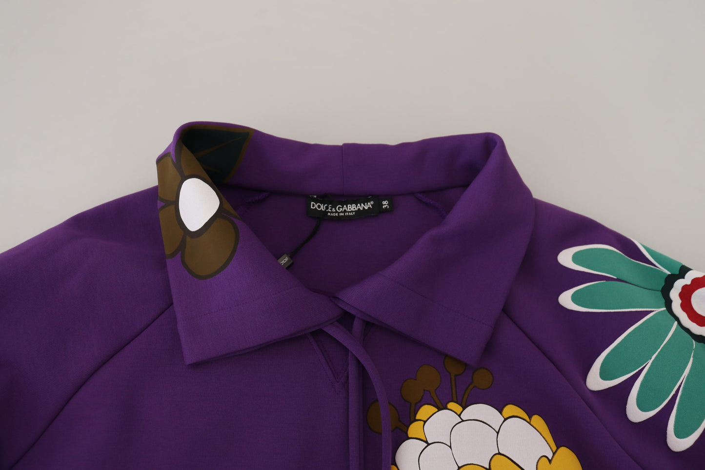 Dolce & Gabbana Purple Floral Print Pullover Cotton Sweater by Dolce & Gabbana