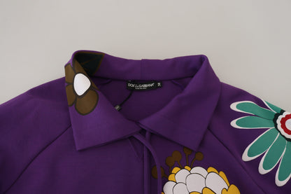 Dolce & Gabbana Purple Floral Print Pullover Cotton Sweater by Dolce & Gabbana