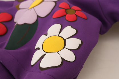 Dolce & Gabbana Purple Floral Print Pullover Cotton Sweater by Dolce & Gabbana