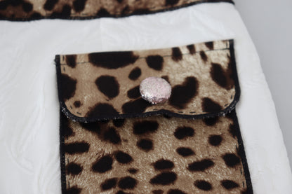 Dolce & Gabbana White Leopard Print High Waist Pants by Dolce & Gabbana