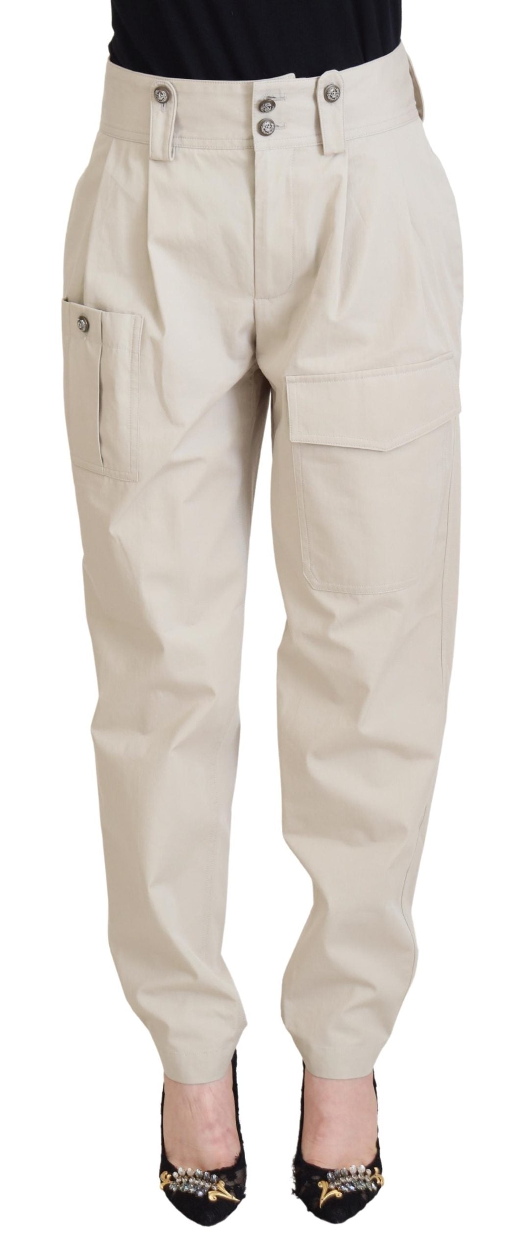 Dolce & Gabbana Beige High Waist Women Pants by Dolce & Gabbana