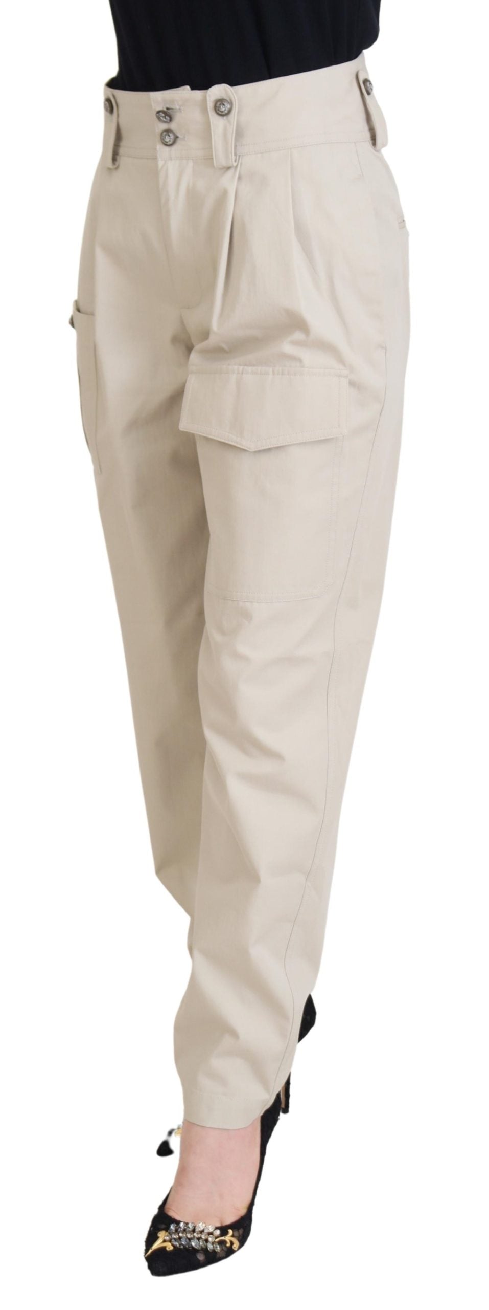 Dolce & Gabbana Beige High Waist Women Pants by Dolce & Gabbana