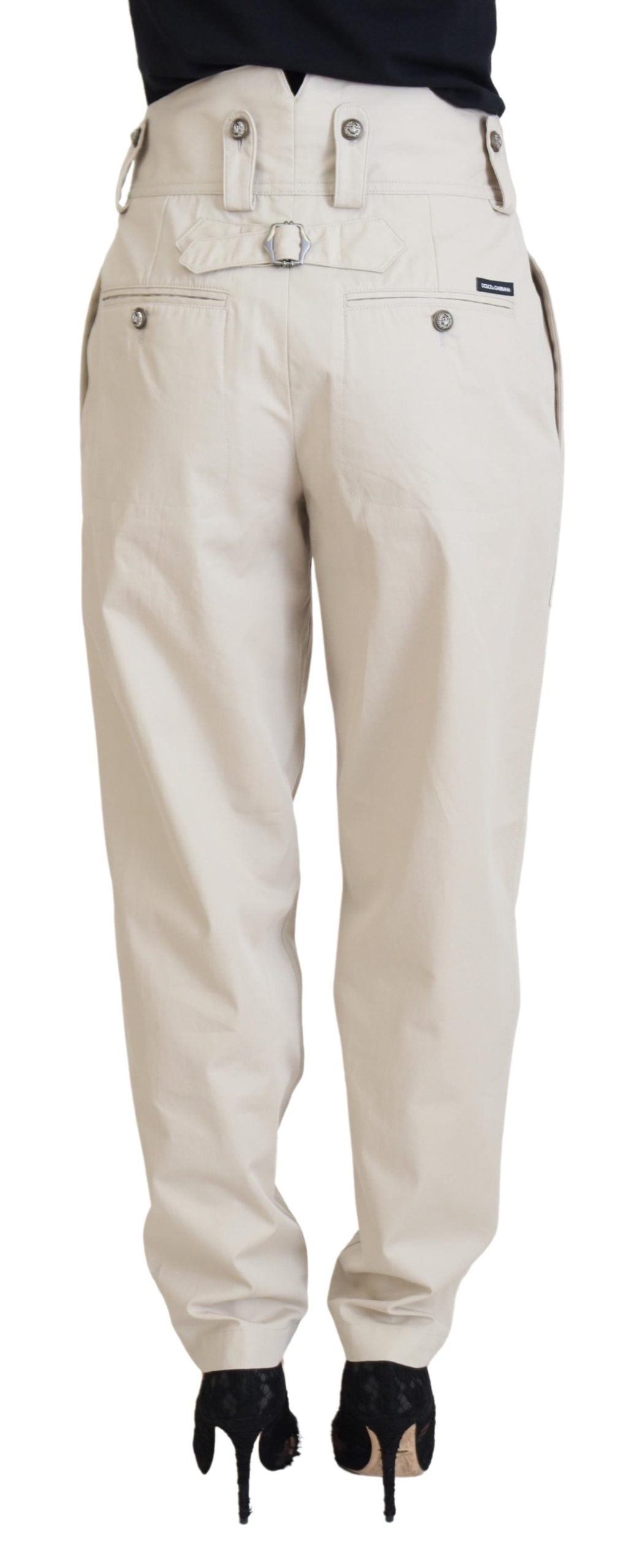 Dolce & Gabbana Beige High Waist Women Pants by Dolce & Gabbana