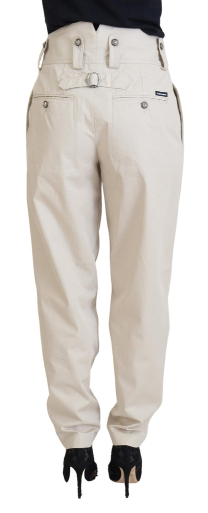 Dolce & Gabbana Beige High Waist Women Pants by Dolce & Gabbana