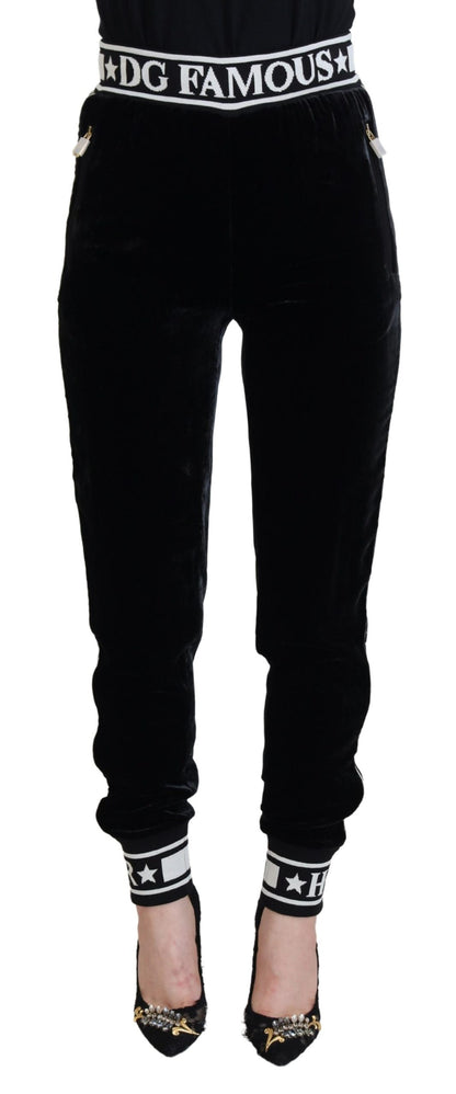 Pantalon élégant en velours Dolce &amp; Gabbana - Luxe noir intemporel