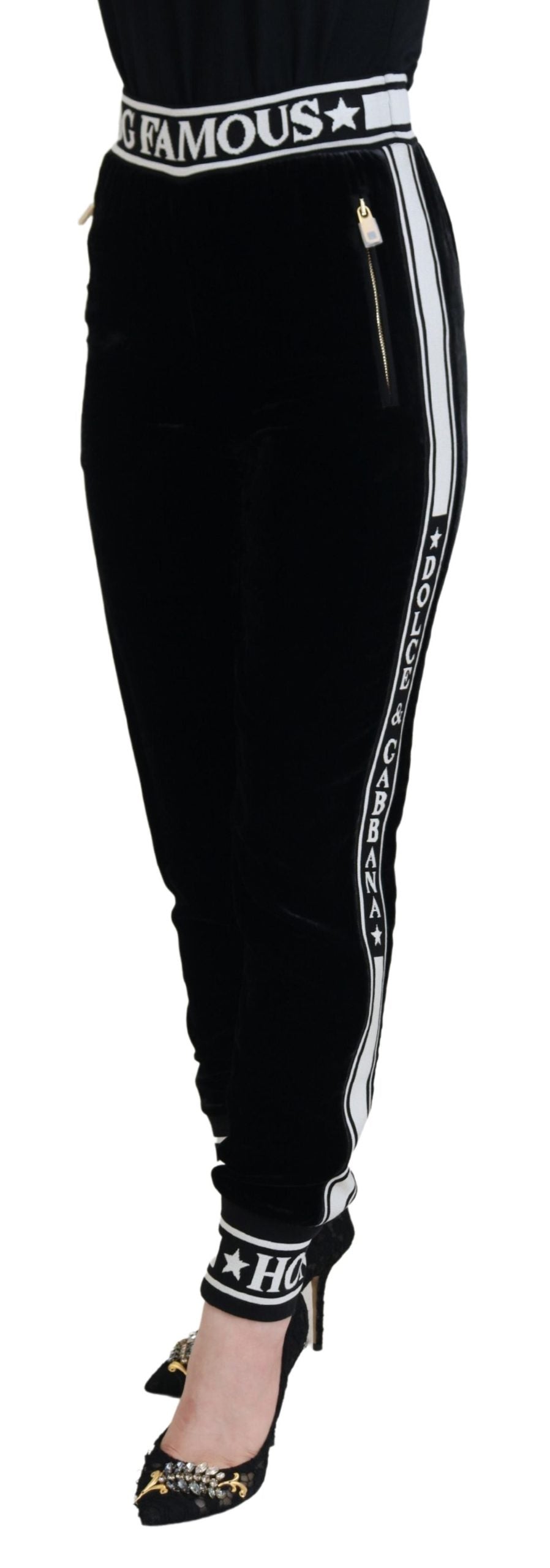 Pantalon élégant en velours Dolce &amp; Gabbana - Luxe noir intemporel