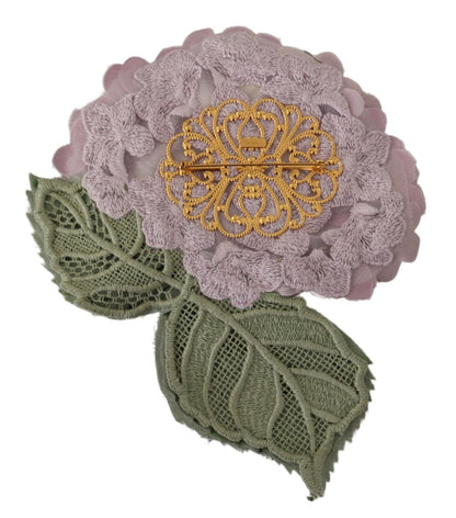 Broche élégante en soie mélangée violette à fleurs Dolce &amp; Gabbana