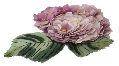Broche élégante en soie mélangée violette à fleurs Dolce &amp; Gabbana
