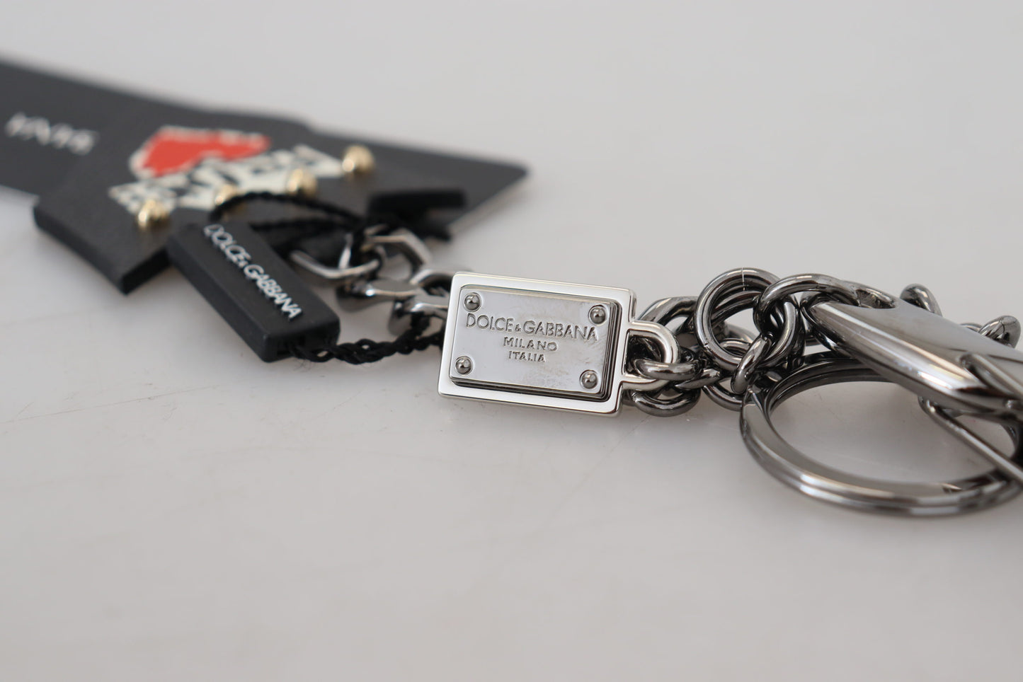 Porte-clés élégant Dolce &amp; Gabbana en argent et noir