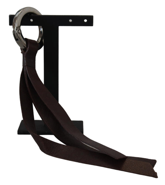 Porte-clés en cuir marron Costume National Chic avec accents en laiton