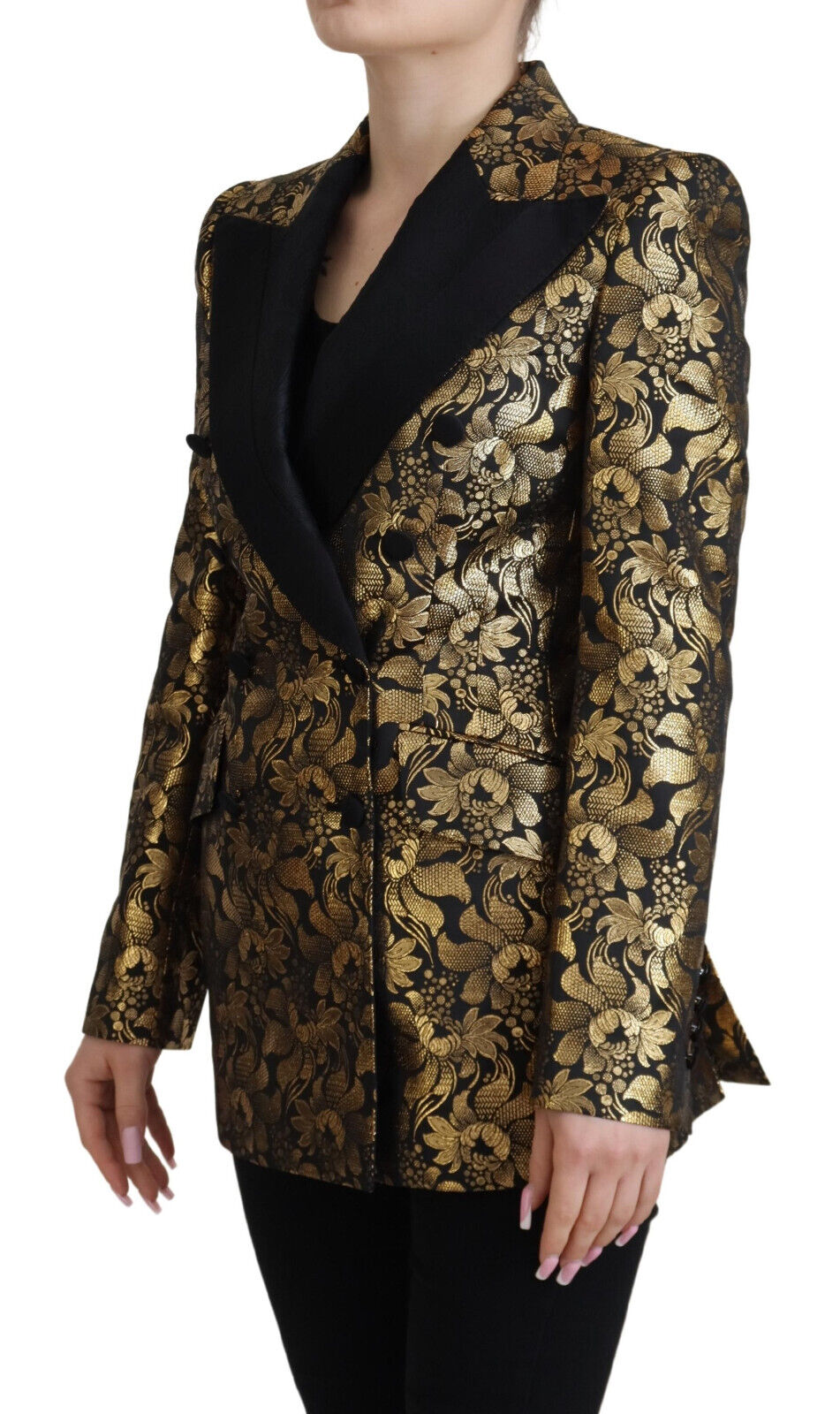 Veste élégante à fleurs noires et dorées Dolce &amp; Gabbana