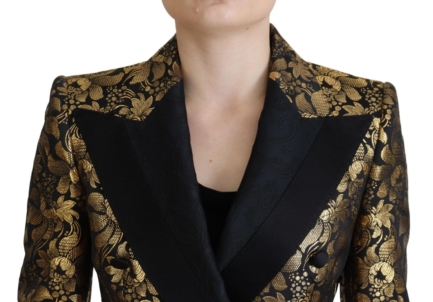 Veste élégante à fleurs noires et dorées Dolce &amp; Gabbana