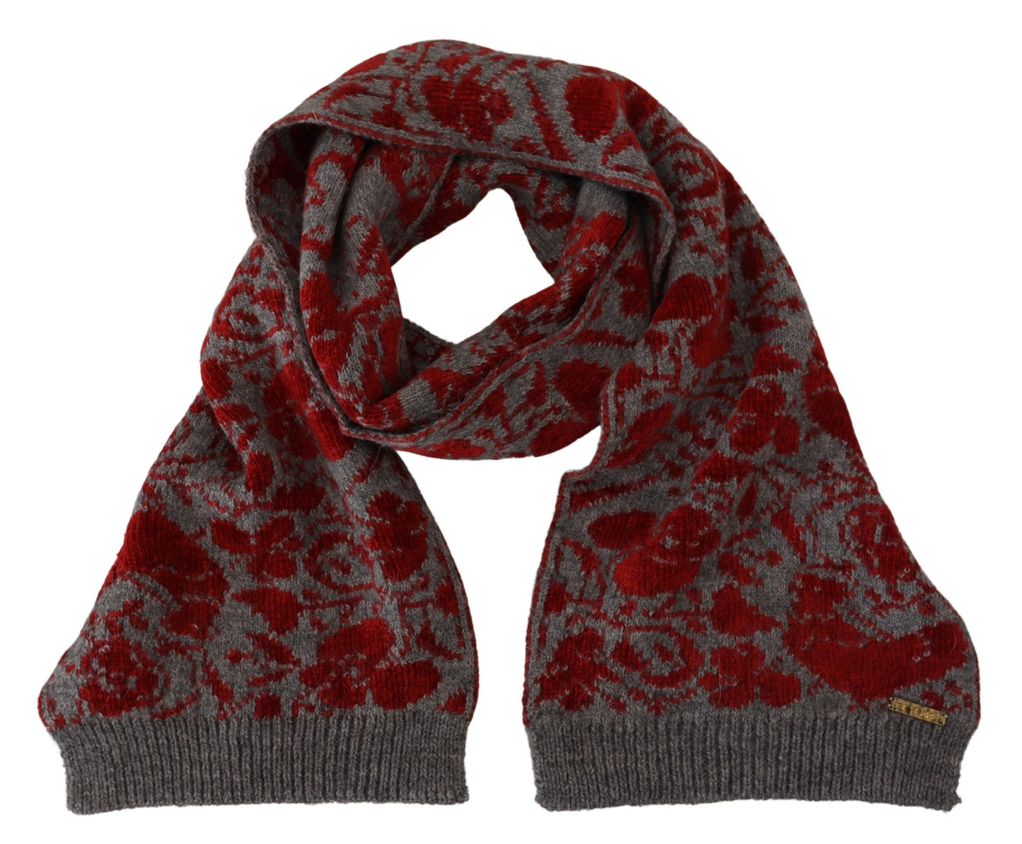GF Ferre Red Grey Knitted Wrap Warmer Womens Shawl Scarf by GF Ferre