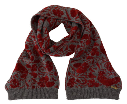 GF Ferre Red Grey Knitted Wrap Warmer Womens Shawl Scarf by GF Ferre