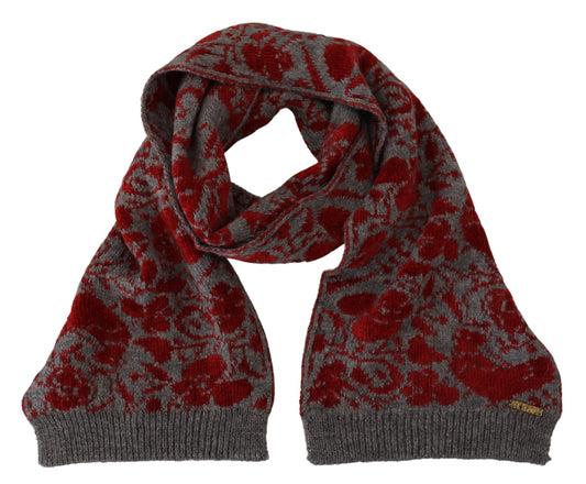 GF Ferre Red Grey Knitted Wrap Warmer Womens Shawl Scarf by GF Ferre