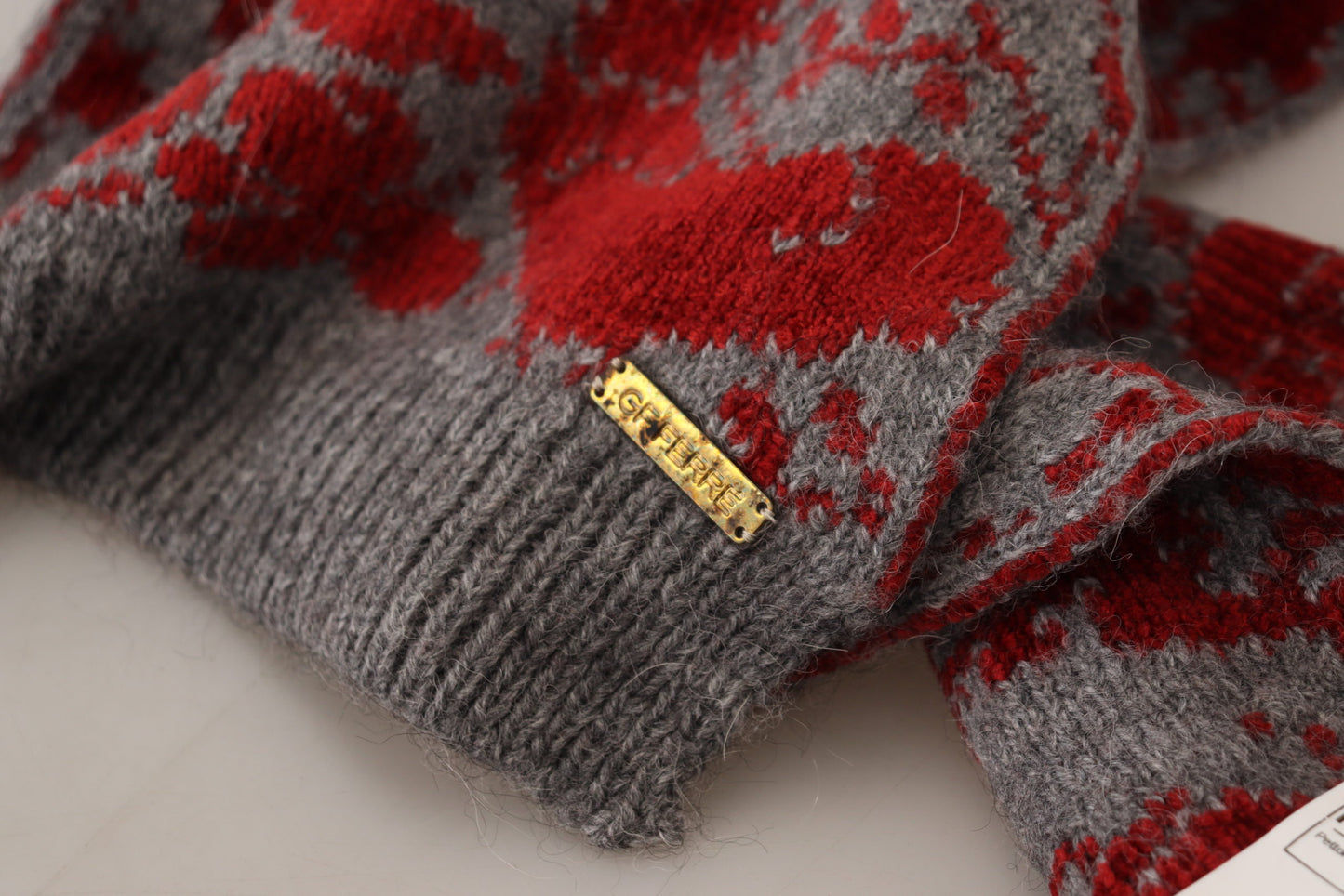 GF Ferre Red Grey Knitted Wrap Warmer Womens Shawl Scarf by GF Ferre