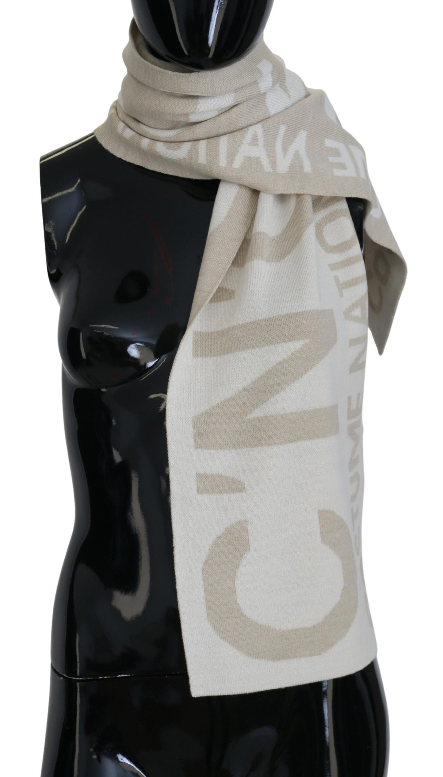 Costume National Beige White Logo Wrap Warmer Shawl Scarf by Costume National