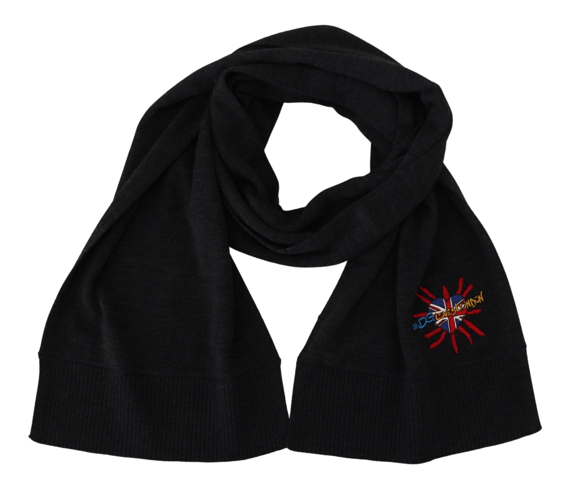 Dolce & Gabbana Black Sacred Heart #DGLovesLondon Wrap Scarf by Dolce & Gabbana