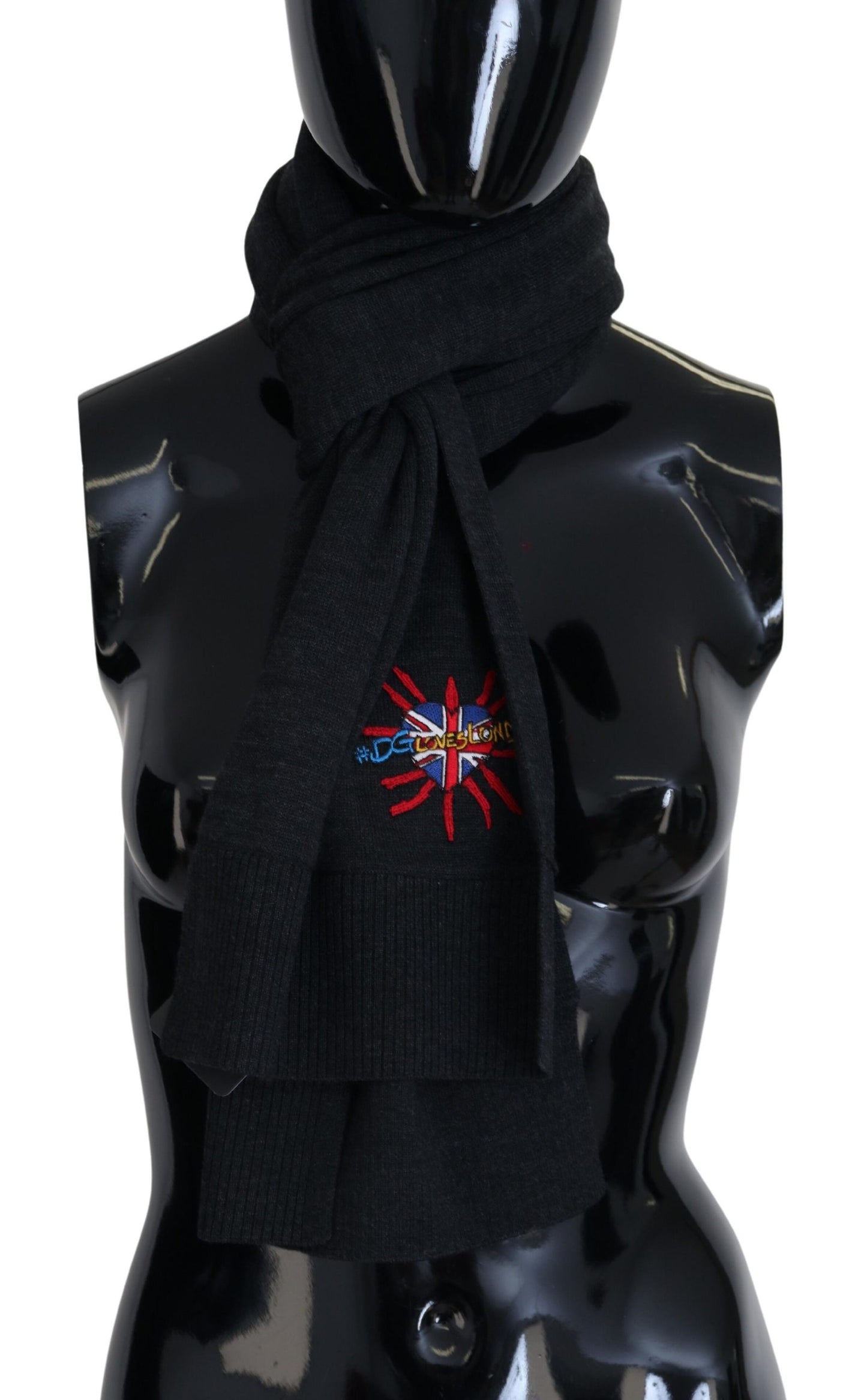 Dolce & Gabbana Black Sacred Heart #DGLovesLondon Wrap Scarf by Dolce & Gabbana