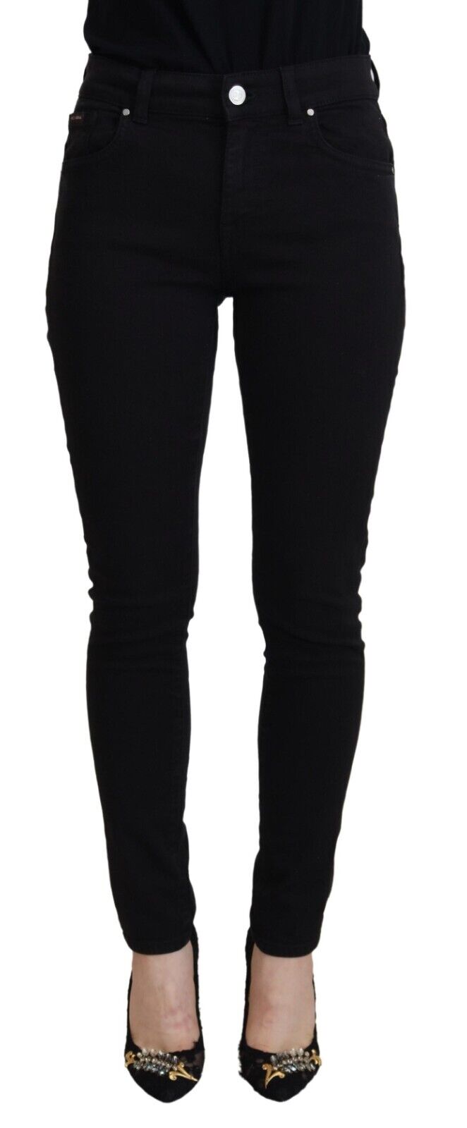 Dolce & Gabbana Black Cotton High Waist Casual Denim Jeans by Dolce & Gabbana